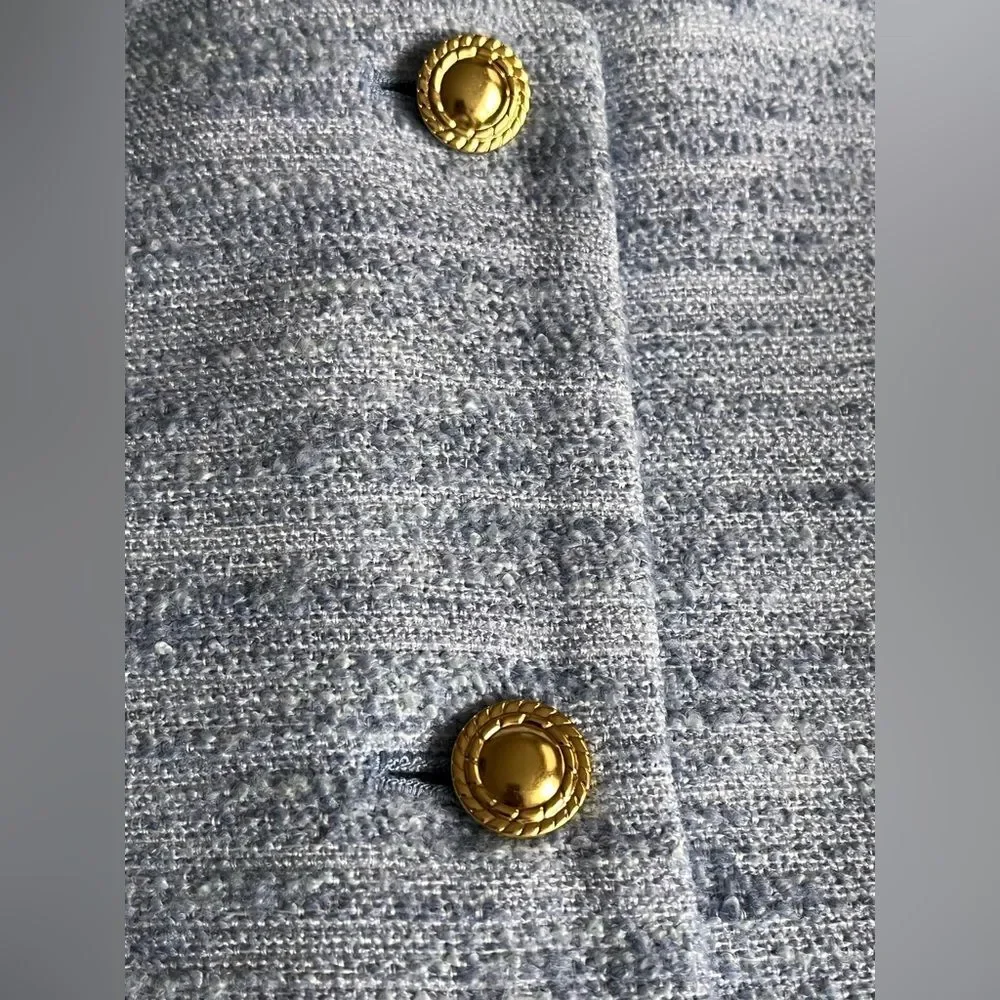 J Crew Women's Plus Size Blazer Classic Blue Tweed Lined Coat Size 20